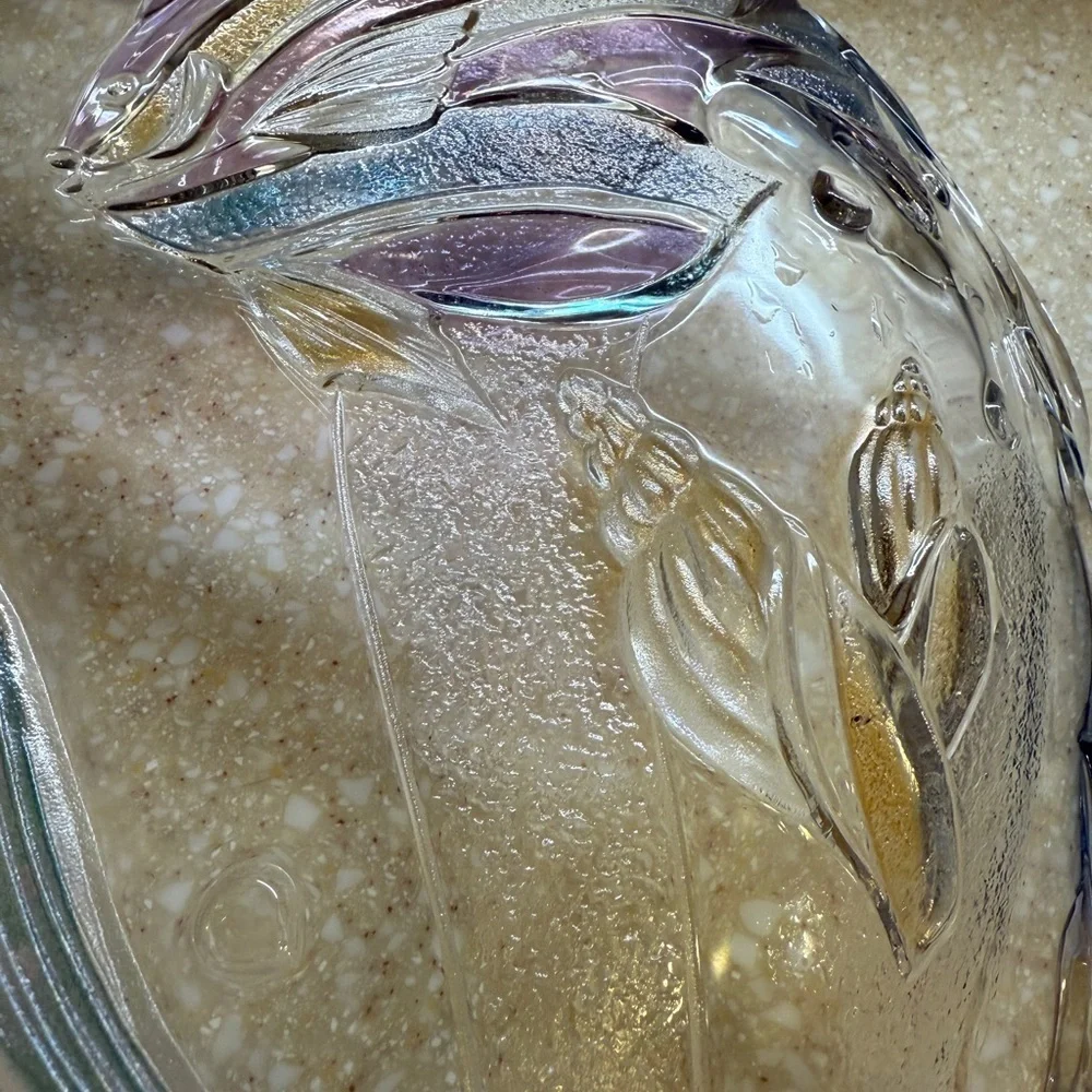 Mikasa Vintage Tropical Key Largo Glass Plate Fish Design 15 inch Blue and Gold